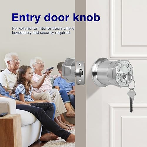 Miniatura 3 de Pomo de puerta con teclado y llave, cerradura de puerta de entrada sin llave, desbloqueo digital inteligente por contraseña, llavesretroceso USB,