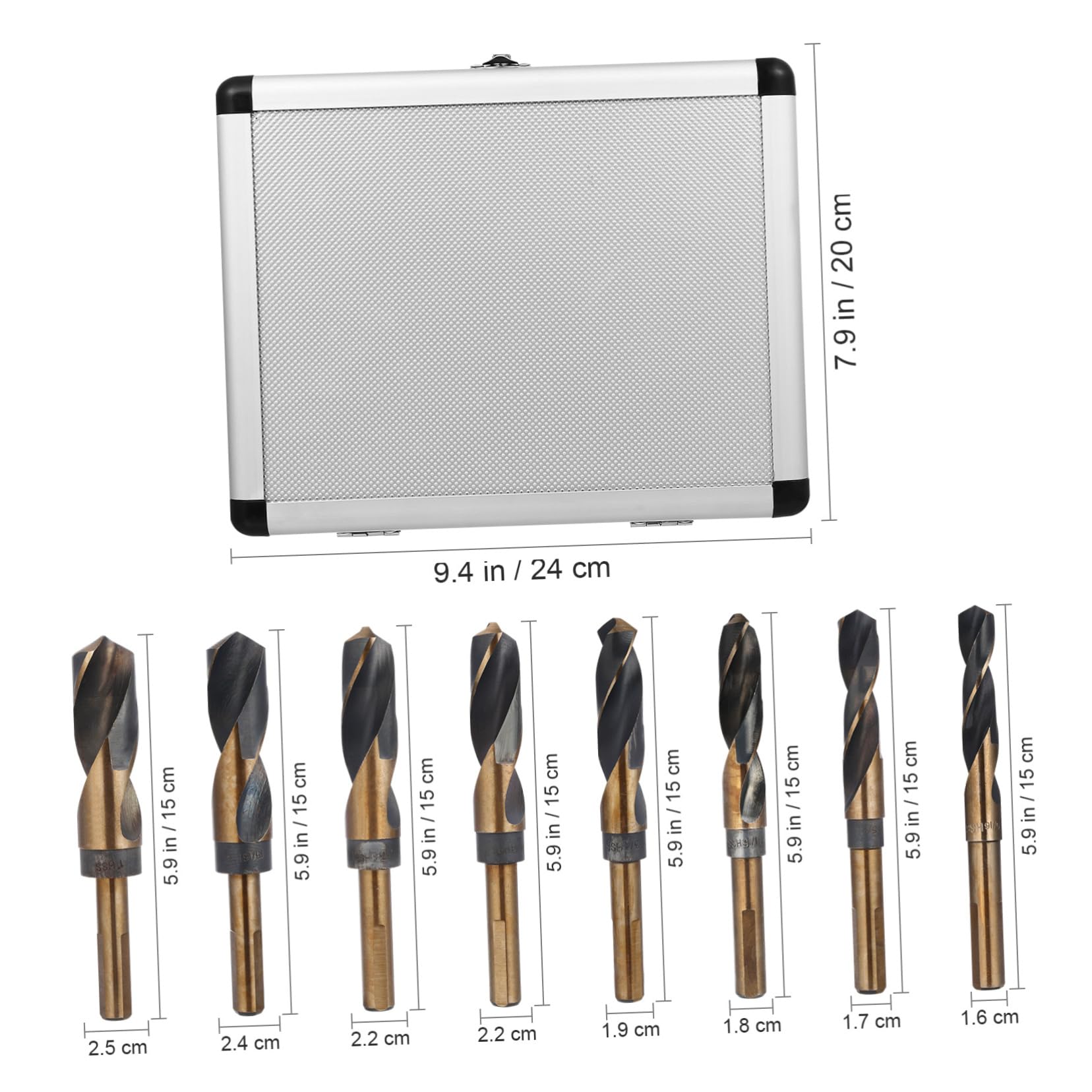 Lot de 8 Forets Hélicoïdaux pour Métaux en Acier, Coupe Fluide, Évacuation Aisée des Copeaux, Boîte en Aluminium, 14 à 25mm