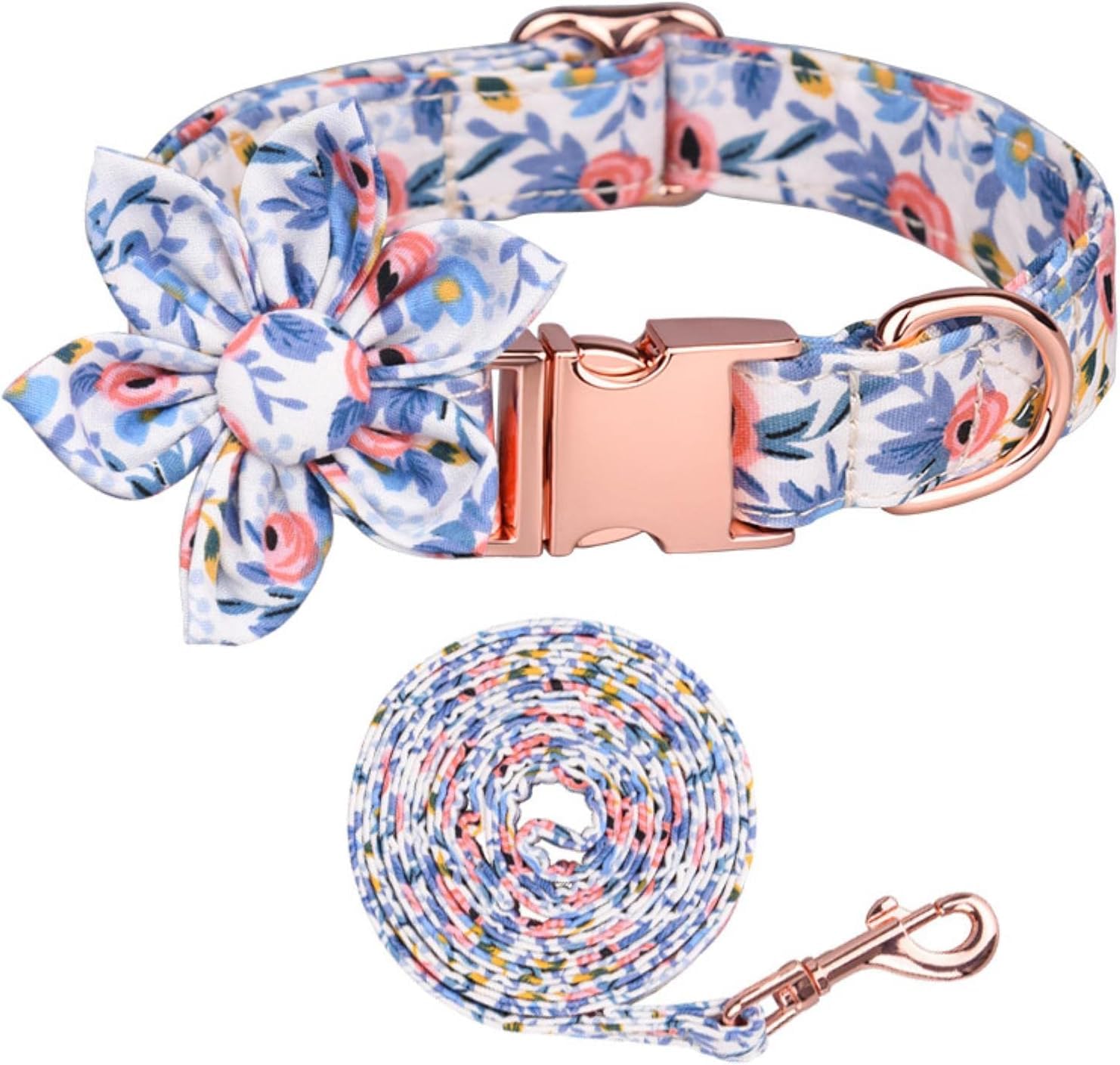 collare per animali domestici, Set di 3 collari for cani con grazioso guinzaglio, alla moda, fibbia in metallo regolabile for piccola, media e grande taglia, maschi femmine(Blue Set,M)