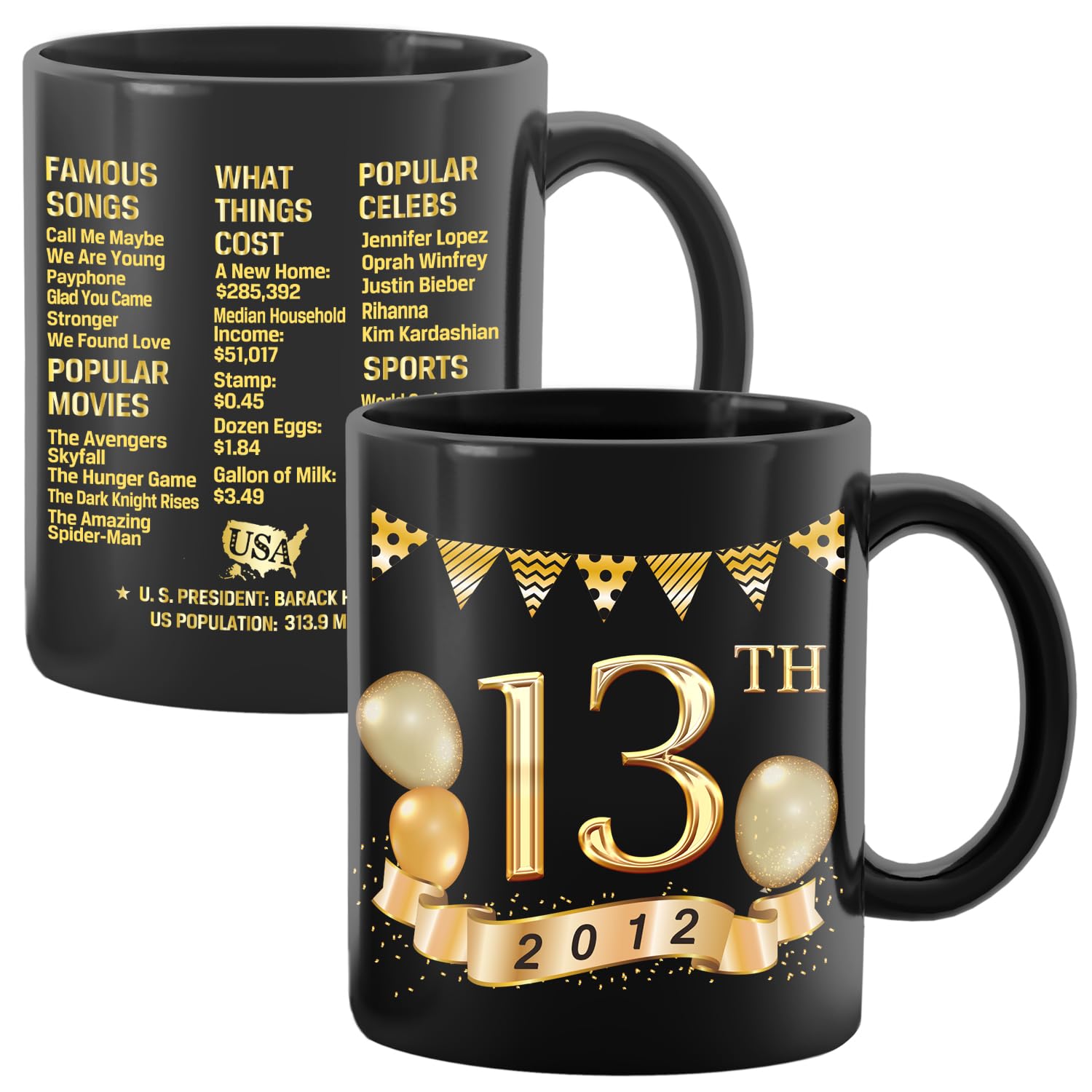 13th Birthday Gifts For Men Women, Gift For 13 Years Old, 2012 Birthday Gifts, Gift Ideas For 13 Year Old Men Woman, Birthday Gifts For Men Women Turning 13, 2012 Birthday Coffee Mug