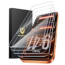 UNBREAKcable Confezione da 4 pellicole proteggi schermo per iPhone 17 Pro Max, in vetro temperato infrangibile doppio (telaio di facile installazione) (durezza 9H) (99,99% HD trasparente) (compatibile