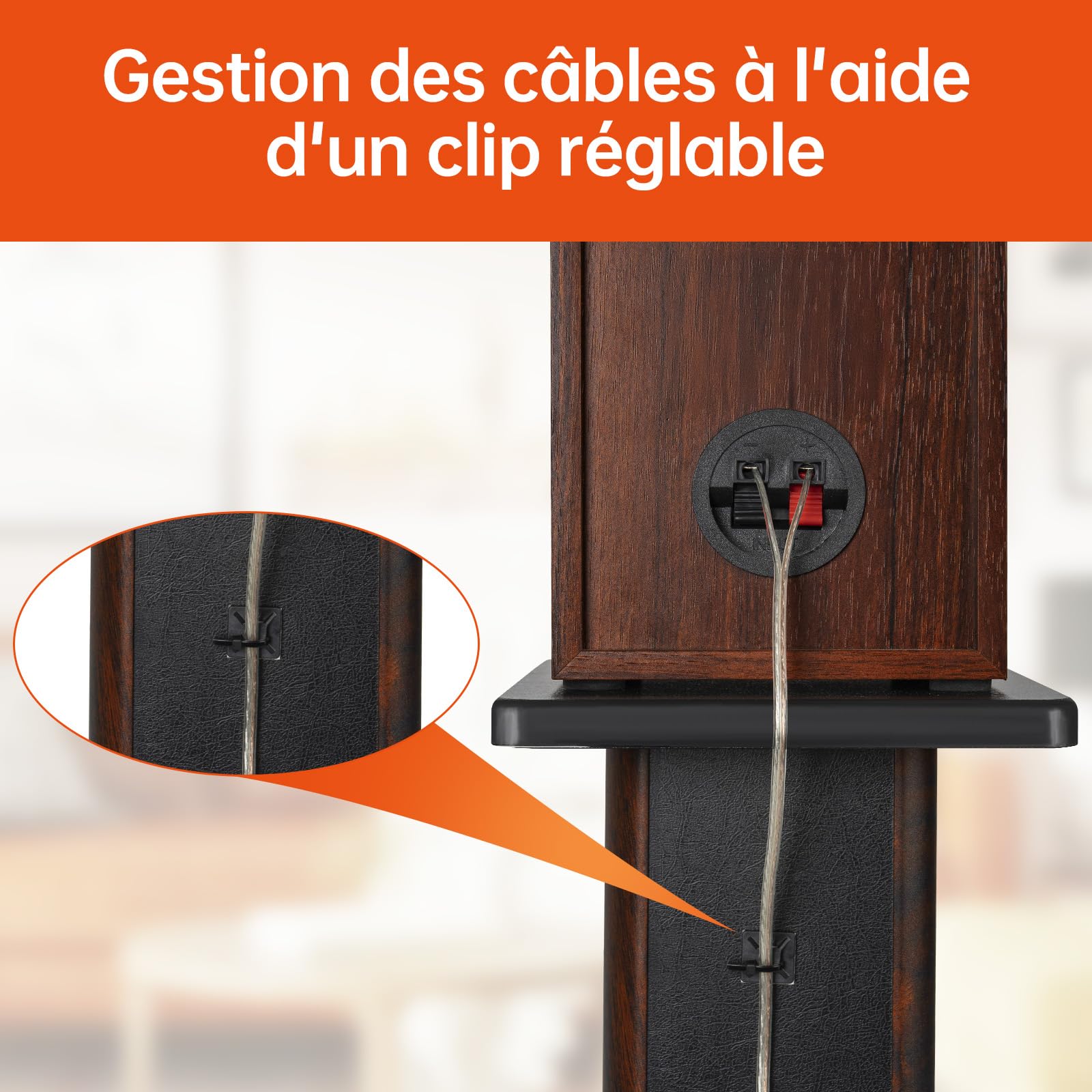 OUUTMEE Lot de 2 Pieds D'Enceintes en Bois, Charge maximale: 50KG, 30CM | Supports de Haut-parleurs Robustes, Pour Enceintes de Bibliothèque et Satellites, Support D'enceinte de Sol