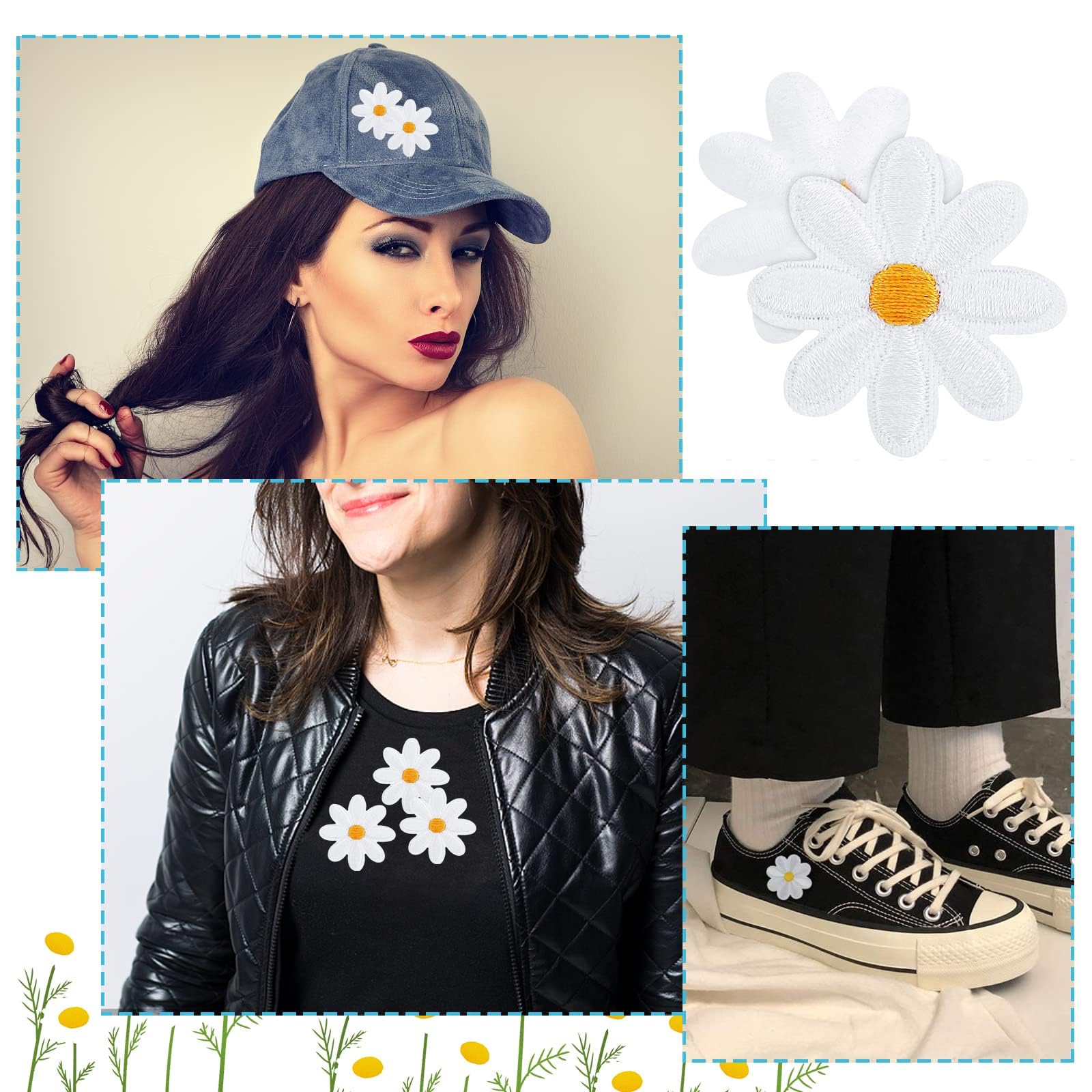 40 Toppe Termoadesive A Forma Di Margherita - Per Vestiti, Jeans E Borse, Decorazione Fai Da Te - Foto 2