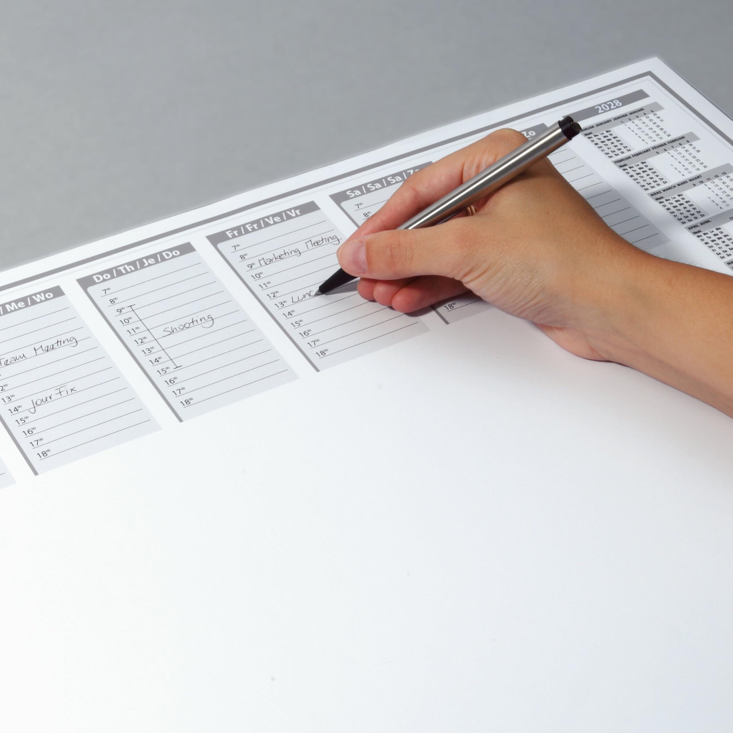 SIGEL Papier-Schreibtischunterlage DIN A2 Kalender 2027-2028 5er Set | H7366/5, Transparente Schutzleiste, 40 Blatt je Block mit Kantenschutz