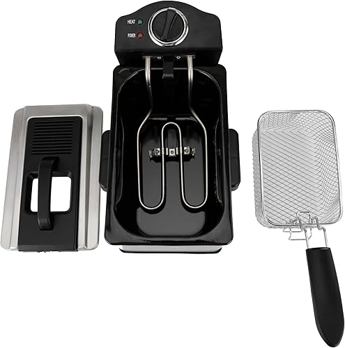 Miniatura 2 de Freidora eléctrica de inmersión de acero inoxidable de 2 L  2.1 Qt 1400 W - Cesta con gancho para goteo - Control preciso de temperatura - Tapa con