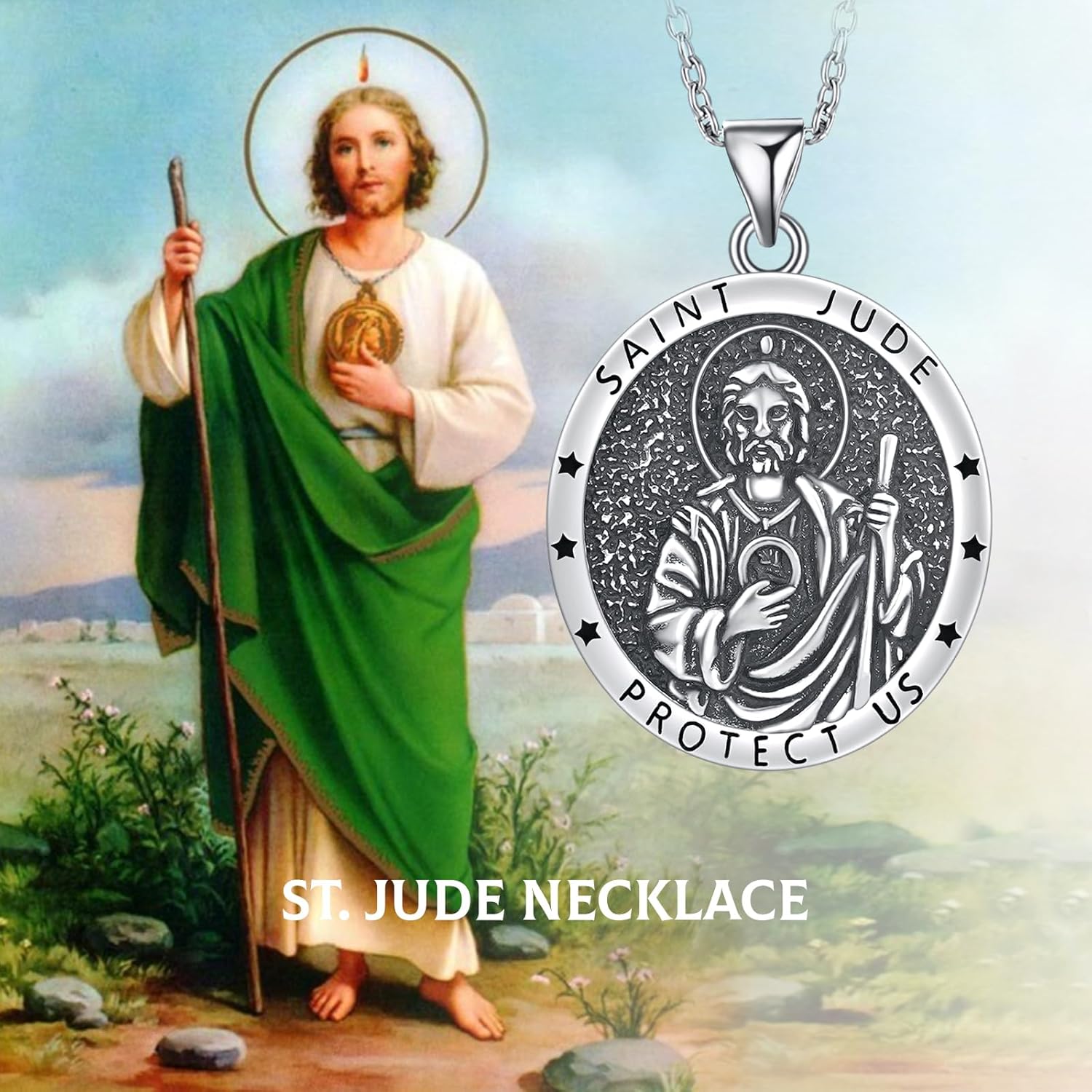 Saint Necklace Amulet Medal St Series Medals Jewelry for Women Men Necklace Catholic Gift Protect Us - Image 6