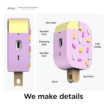 ICECREAM AIR POD SILICON CASE。 Amazon.com: elago Ice Cream Case Compatible with AirPods Pro