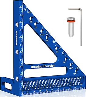 Quick-Set 3D Measuring Square - Multi-Angle Carpenter's Tool with Angle Pin for Woodworking,Imperial Line Ruler, Essential Woodcraft Layout Aid