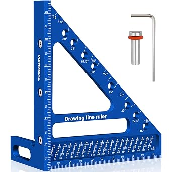 Quick-Set 3D Measuring Square - Multi-Angle Carpenters Tool with Angle Pin for Woodworking,Imperial Line Ruler, Essential Woodcraft Layout Aid