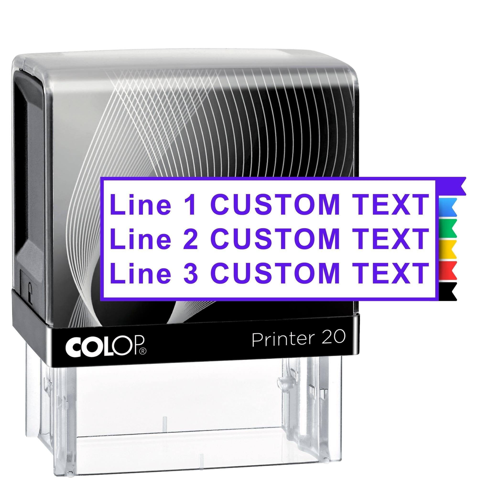 StampBee Small size Custom Stamp - Up to 3 Lines of Personalized Text, 6 Ink Colors & Many Fonts, Self Inking Business Stamp, Personal use, Return