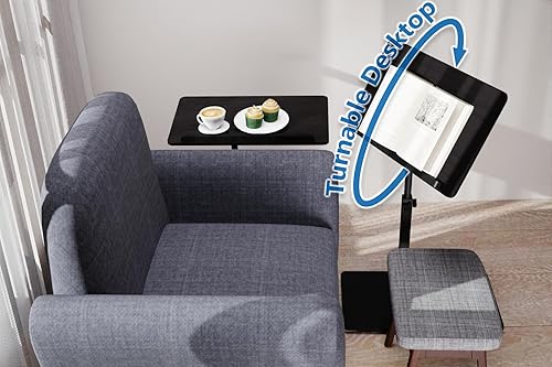 Miniatura 3 de Mesa auxiliar en forma de C, 20 pulgadas de ancho x 14 pulgadas de largo, altura ajustable de 17 a 31 pulgadas, escritorio giratorio y giratorio,