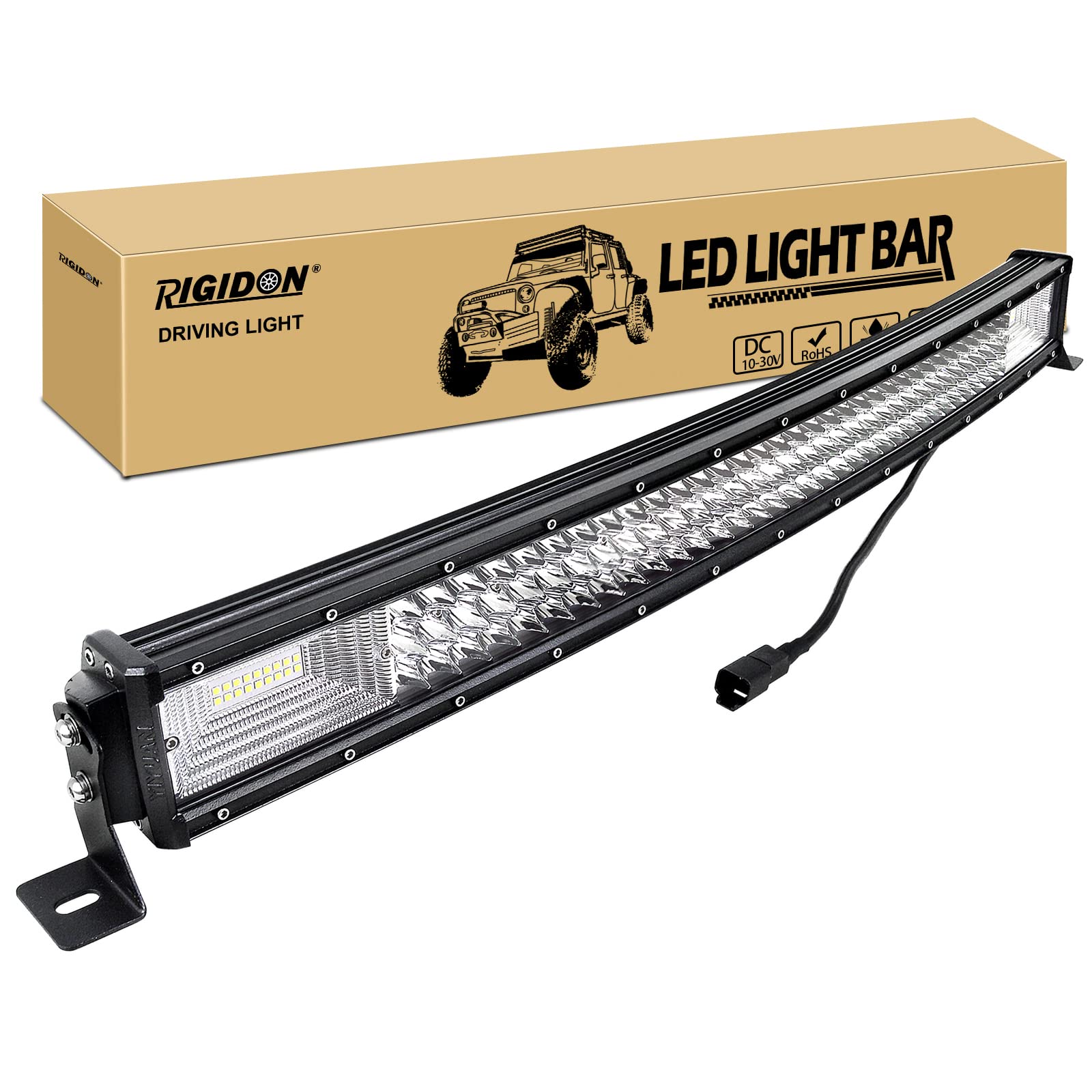 RIGIDON Zakrzywiona 81 cm 405 W samochodowa listwa świetlna LED, trójrzędowa 7D 12 V 24 V do samochodów terenowych SUV UTE ATV 4 x 4, reflektor powodziowy Combo Beam, wodoodporna lampa robocza do jazdy, 6000 K biała LED bary przeciwmgielne lampa