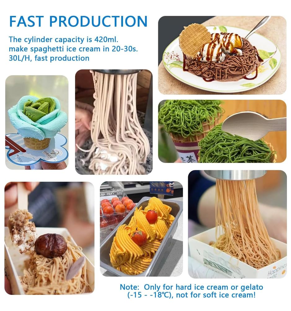 Maszyna Do LodóW W KształCie Spaghetti, Elektryczna Maszyna Do Produkcji LodóW, Komercyjna Maszyna Do LodóW W KształCie Spaghetti Z 4 Formami, Pojemnik Na 420 ml
