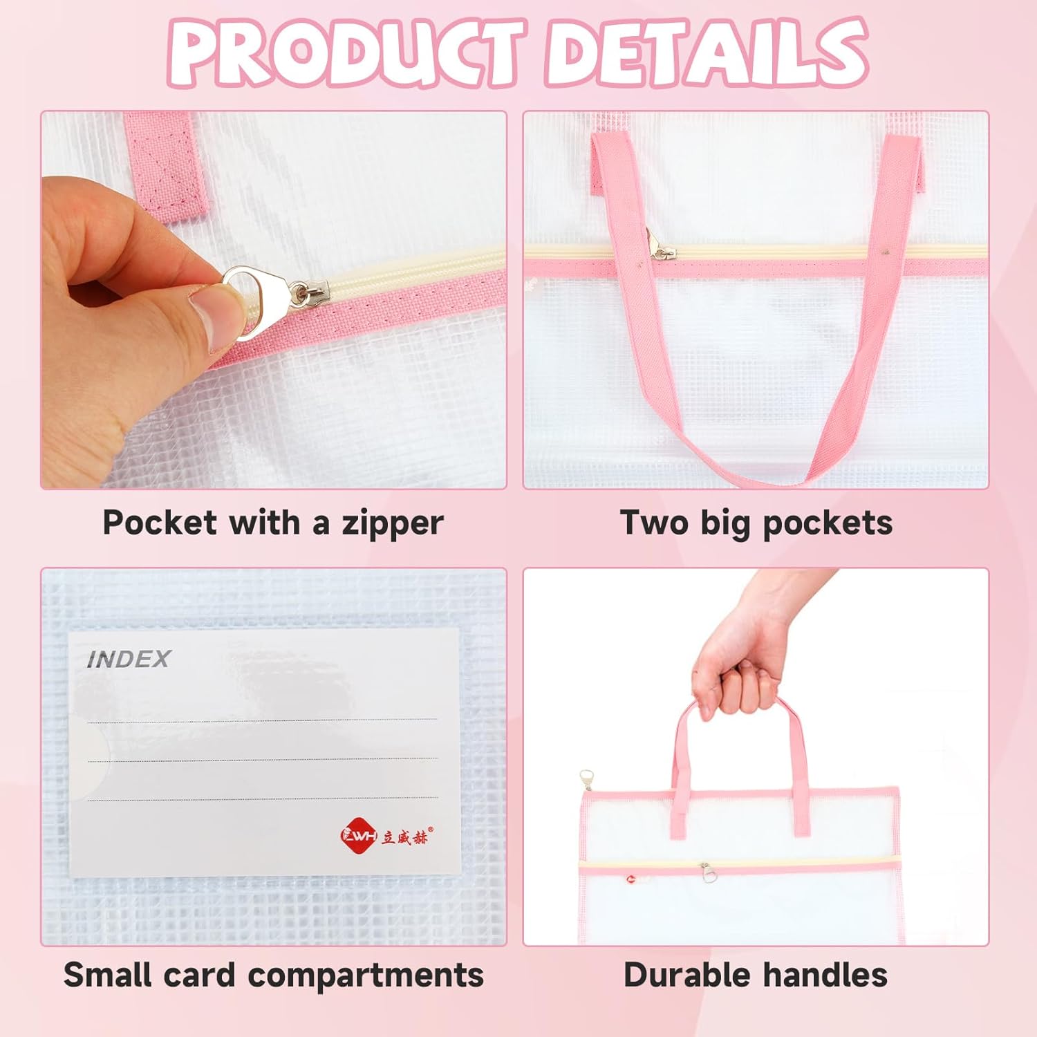 LOLYSIC 6 Pack Project Bags for Quilting, 16x16 Inch Sewing Project Bag with Zipper, Quilting Craft Organizer Storage Bags with Handle and Pocket, Clear Mesh Sewing Bags Organizer for Artworks Crafts