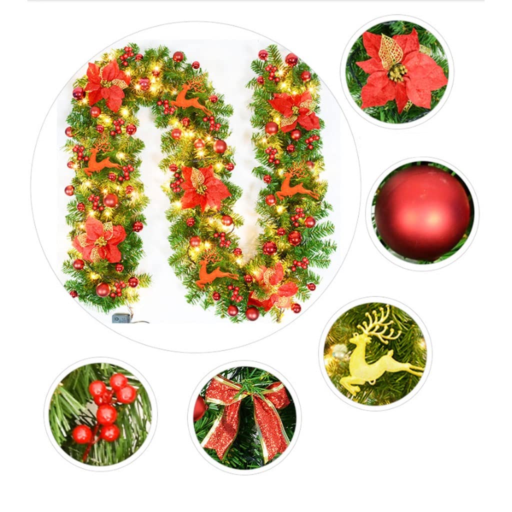 Guirnalda De Navidad Decoración Guirnalda Navideña De 2,7 Metros con Luces Y Bola Navideña USB For Interiores Y Exteriores Exterior Interior(A)