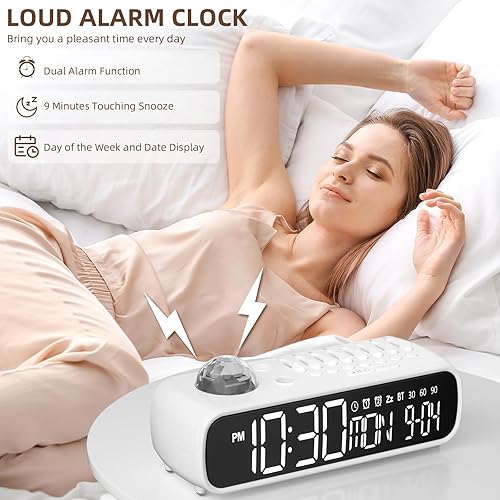 Miniatura 6 de Máquina de sonido de ruido blanco con reloj para bebés, niños y adultos, con 8 sonidos relajantes para oficina y dormir, temporizador de 306090