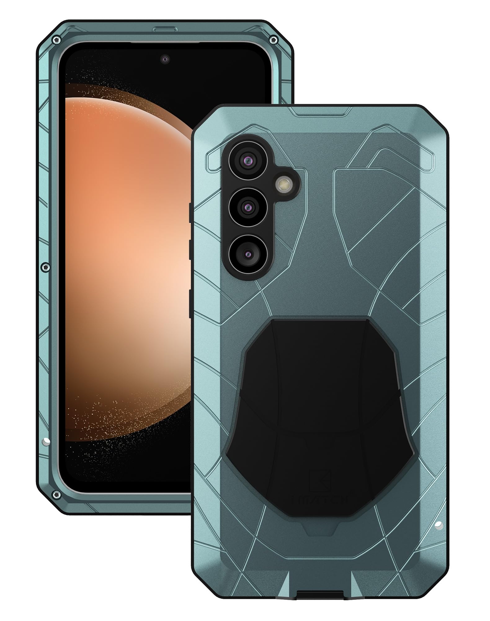 Feitenn for Galaxy S23 FE Case,Aluminum Metal Bumper+Silicone Hybrid Rubber Shockproof Heavy Duty Outdoor Case Cover with Screen Protector Gift (Green