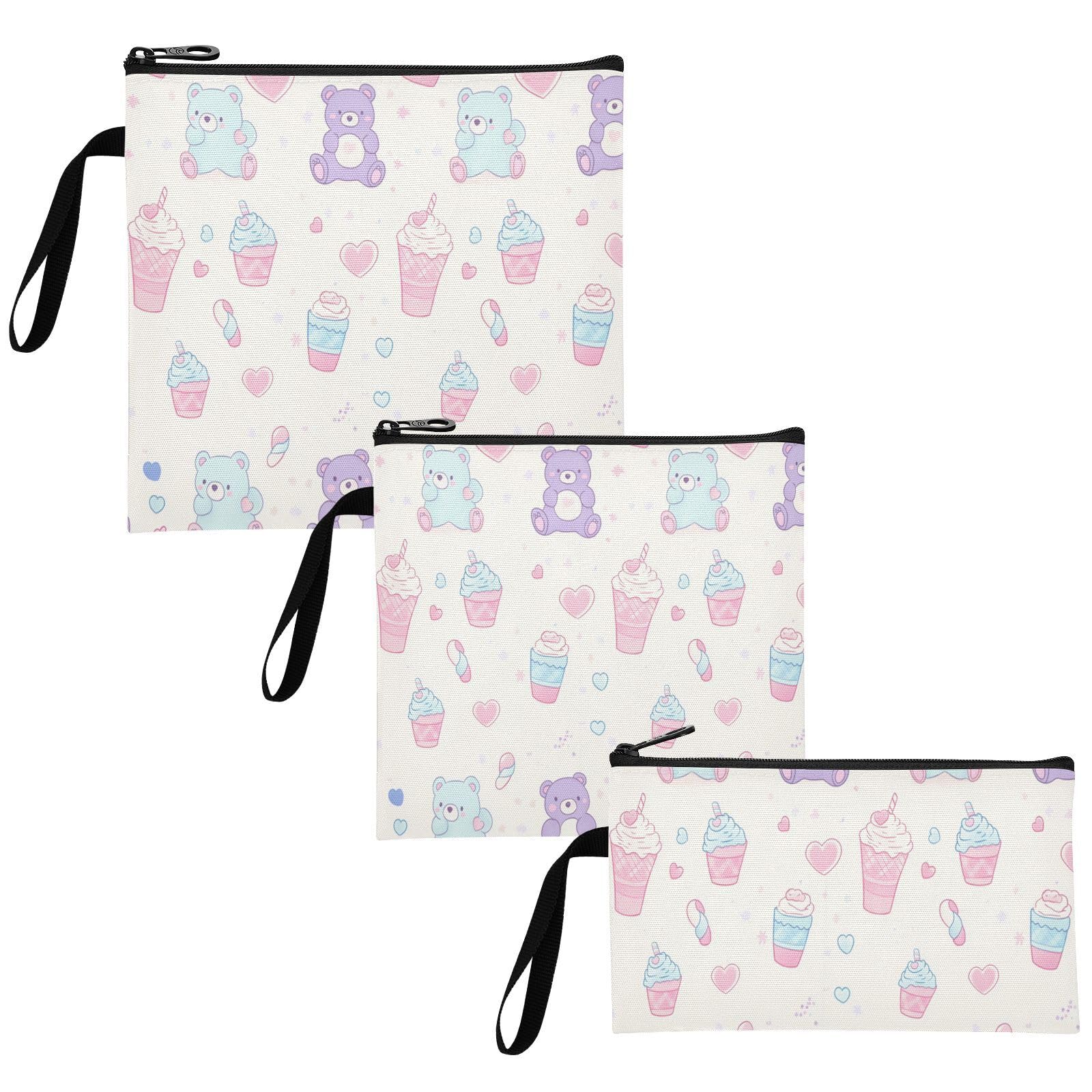 Yoogain Cute Animal Bear Icecream 3-Pack Reusable Snack Bags Multi-Use Food Storage for Kids Students Adults Food