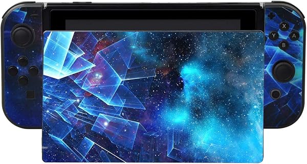eXtremeRate Multidimensional Galaxy Print Decals Stickers Full Set Faceplate Skins +2Pcs Screen Protector for Nintendo Switch/for NS Console & joy con Controller & Dock Protection Kit - 3