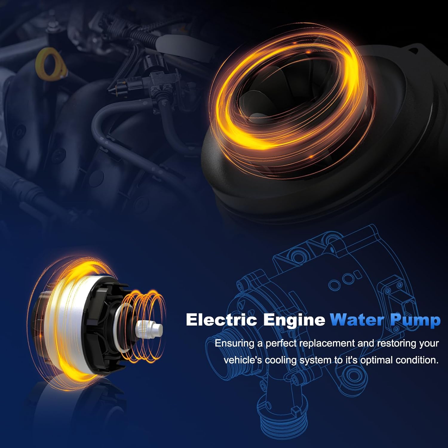 Electric Engine Water Pump Compatible with BMW 320i, 328i, 320i xDrive, 328i xDrive, X1 sDrive/xDrive, 135KW with Wiring Harness and Bolts 11517597715,11517571508