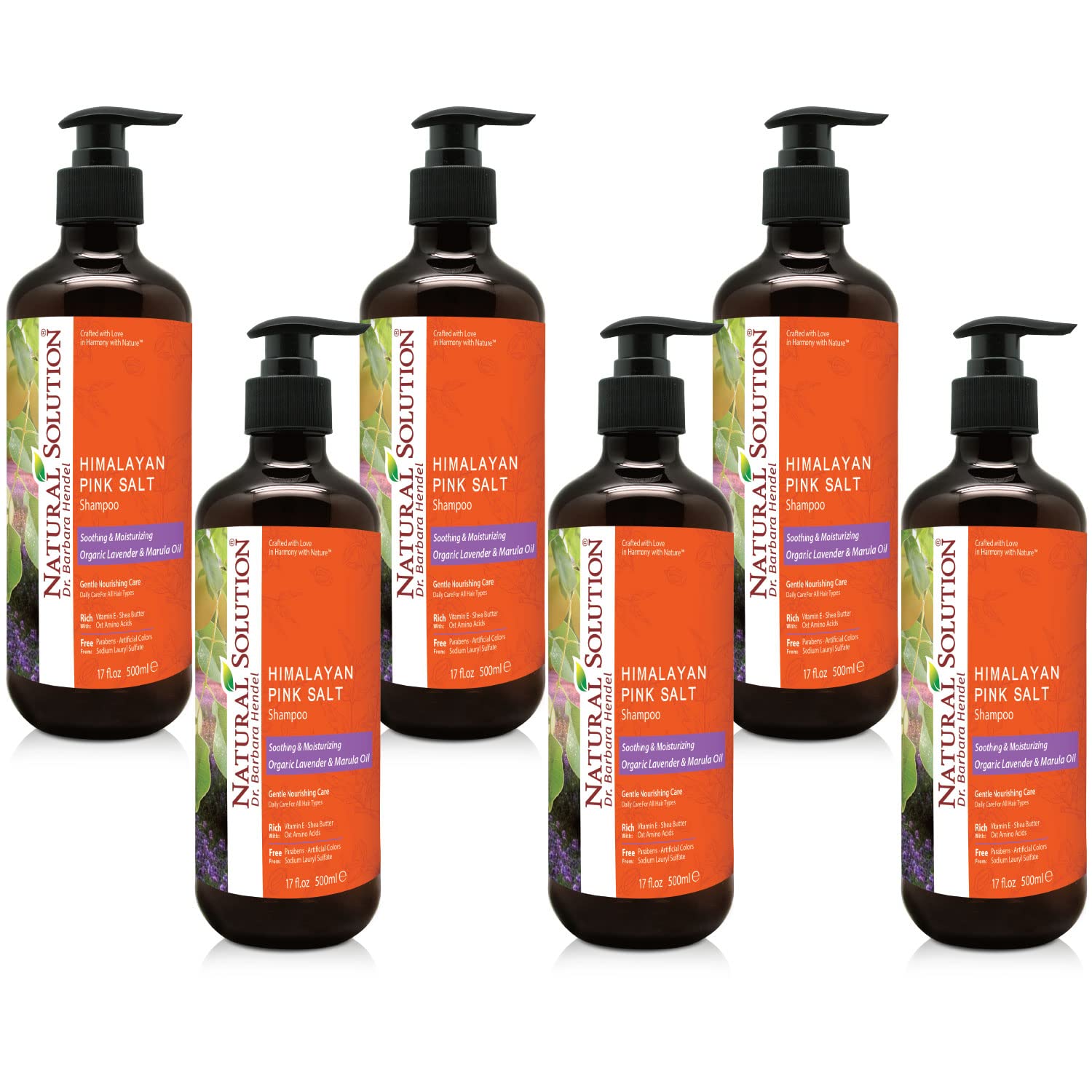 Natural Solution Shampoo,Organic Lavender & Marula Oil With Himalayan Pink Salt, Soothing & Moisturizing, Daily Care For All Hair Types,17 Ounce (6-Pack) Natural Solution Shampoo,Organic Lavender & Marula Oil With Himalayan Pink Salt, Soothing & Moisturizing, Daily Care For All Hair Types,17 Ounce (6-Pack)