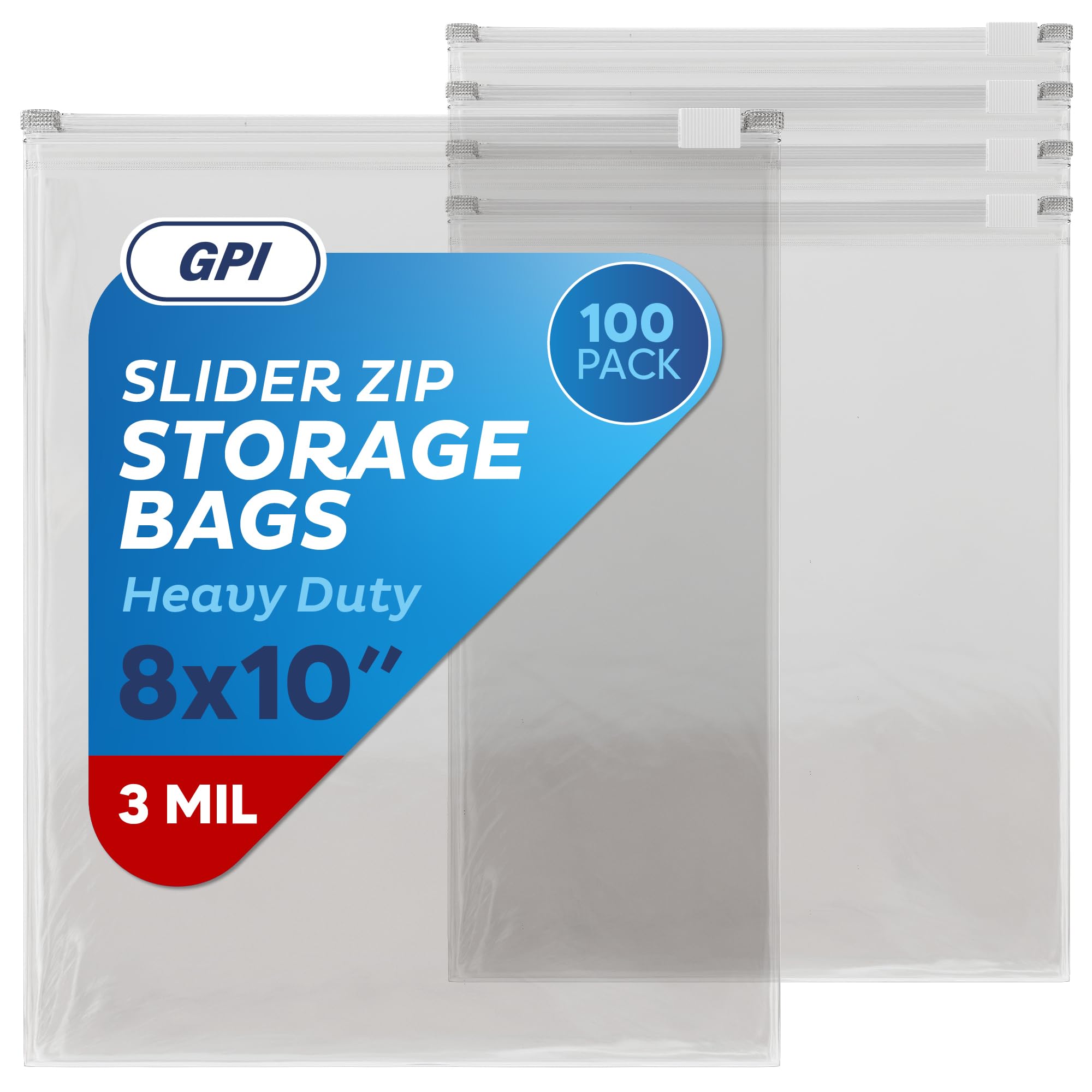 100 Count - Slider Zip Food Storage Bags