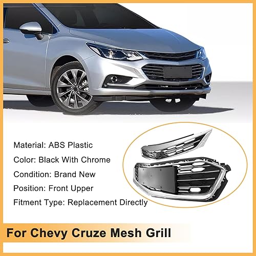 Miniatura 5 de Parachoques delantero superior inferior rejilla compatible para Chevy Cruze Mesh Grill 2016 2017 2018