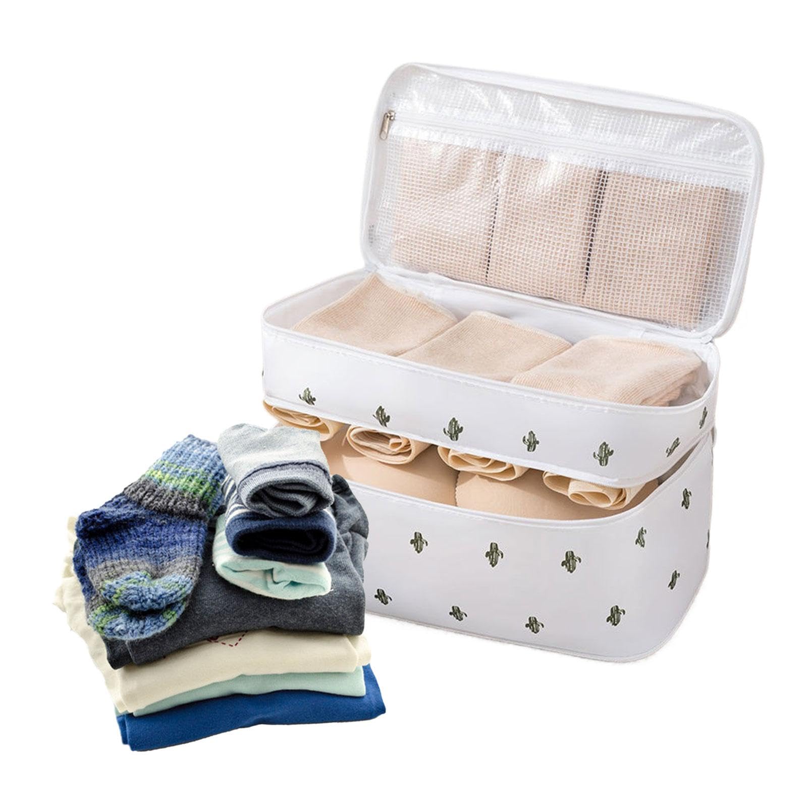 Organizer da viaggio for biancheria intima, borsa portaoggetti for reggiseni e lingerie, accessorio multifunzione for riporre la biancheria intima.(White)