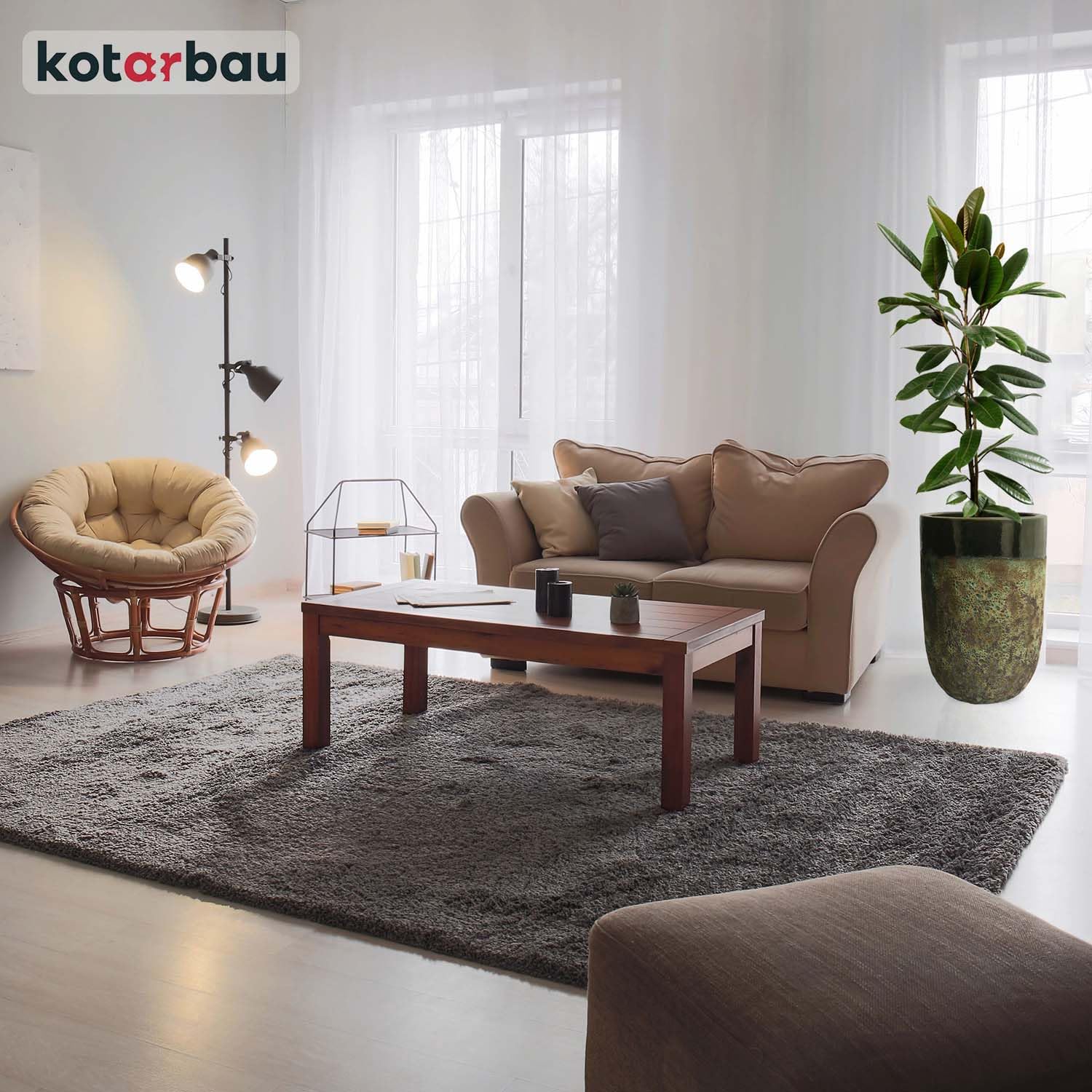 KOTARBAU® Donica Ceramiczna ⌀ 35 cm Doniczka Mrozoodporna Zielona Donica z Odpływem Wody Ozdoba Do Salonu Na Taras Nowoczesna Handmade Rękodzieło