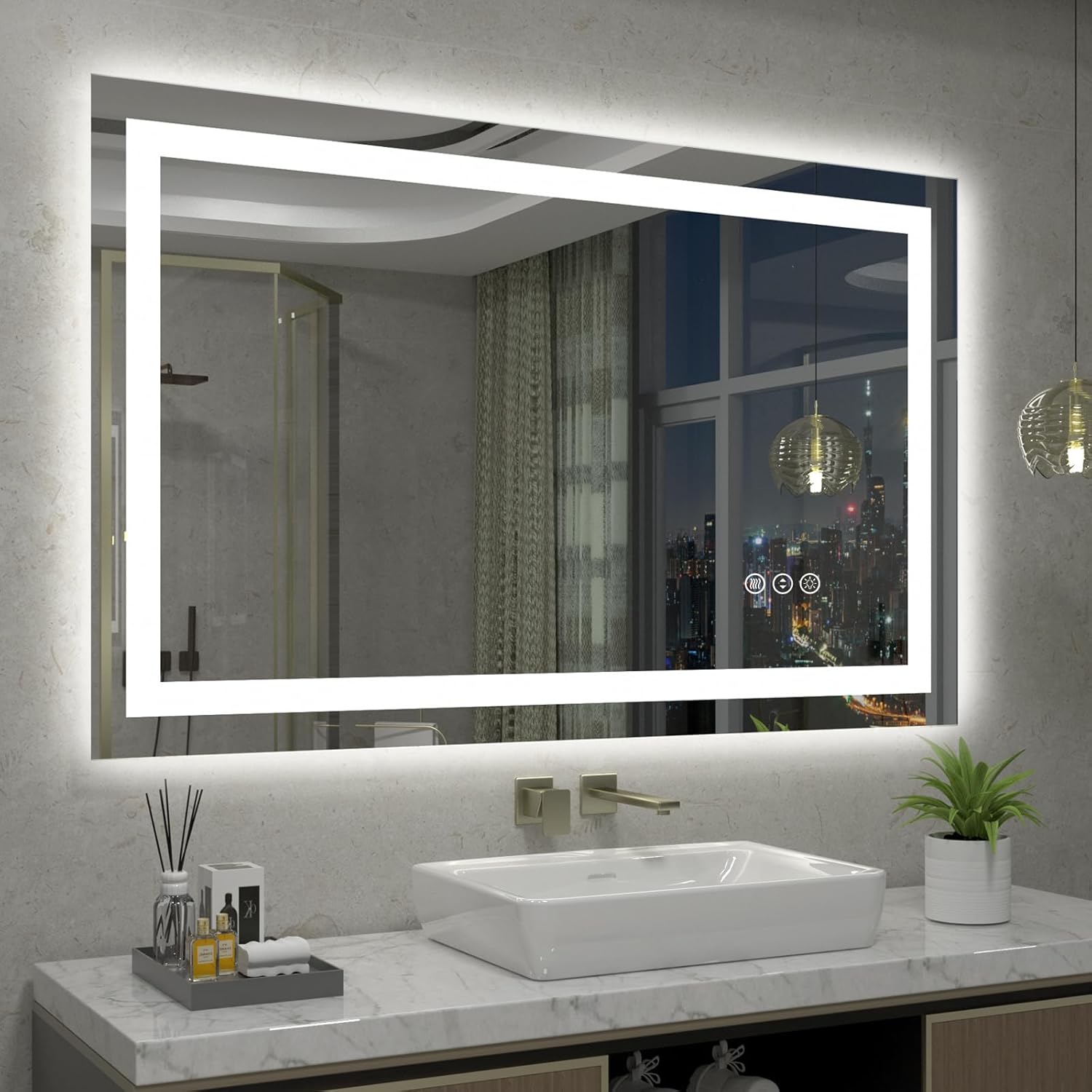 ODDSAN 48x 30 LED Lighted Bathroom Mirror, Vanity Mirror