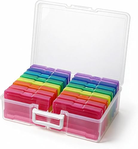Novelinks Photo Case 4" x 6" Photo Box Storage - 16 Inner Photo Keeper Photo Organizer Cases Photos Storage Containers Box for Photos (Multi-Colored)