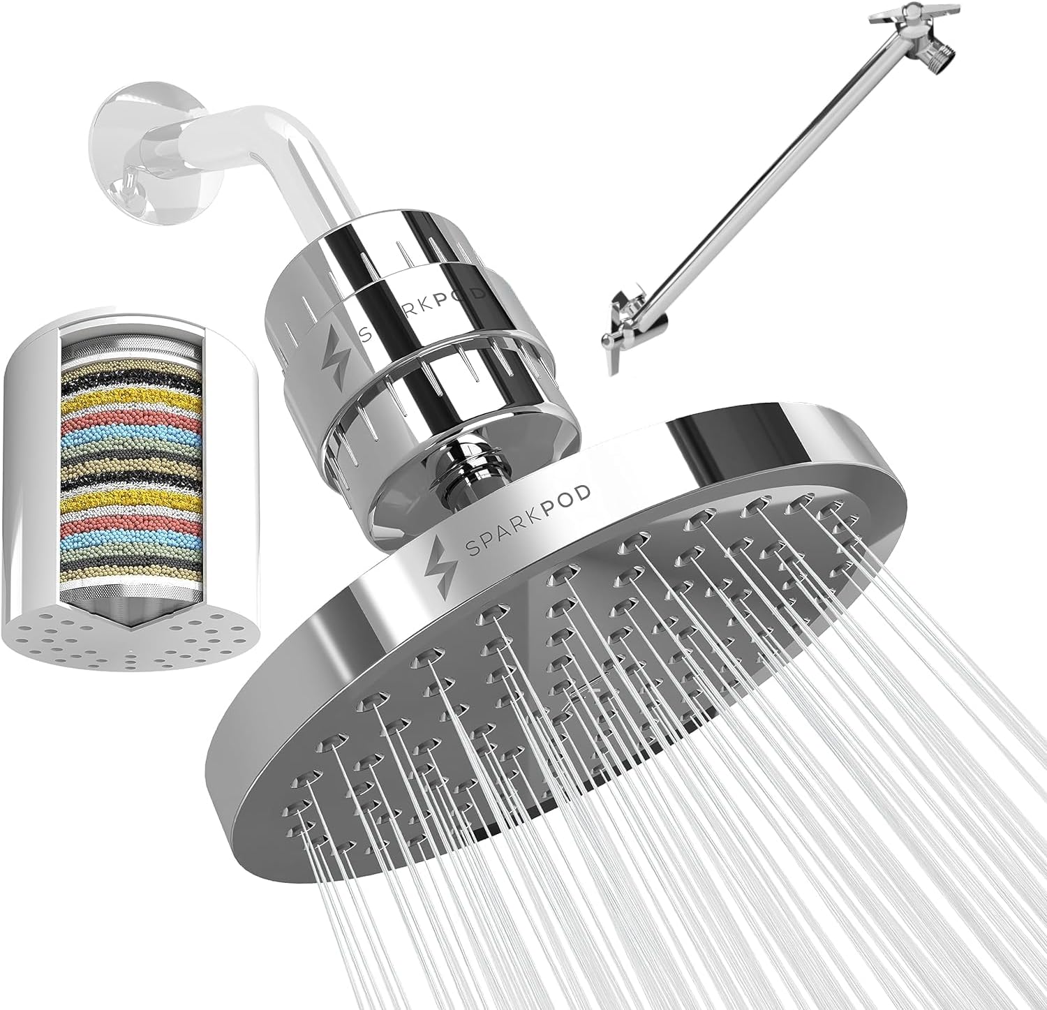 SparkPod Luxury Filtered Shower Head Set 23 Stage Shower Filter with