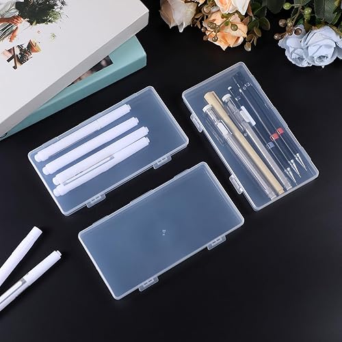 Miniatura 5 de 3 mini contenedores de almacenamiento de plástico con tapa con bisagras, 6.5 x 3.5 pulgadas, pequeño rectángulo a prueba de polvo, cuentas