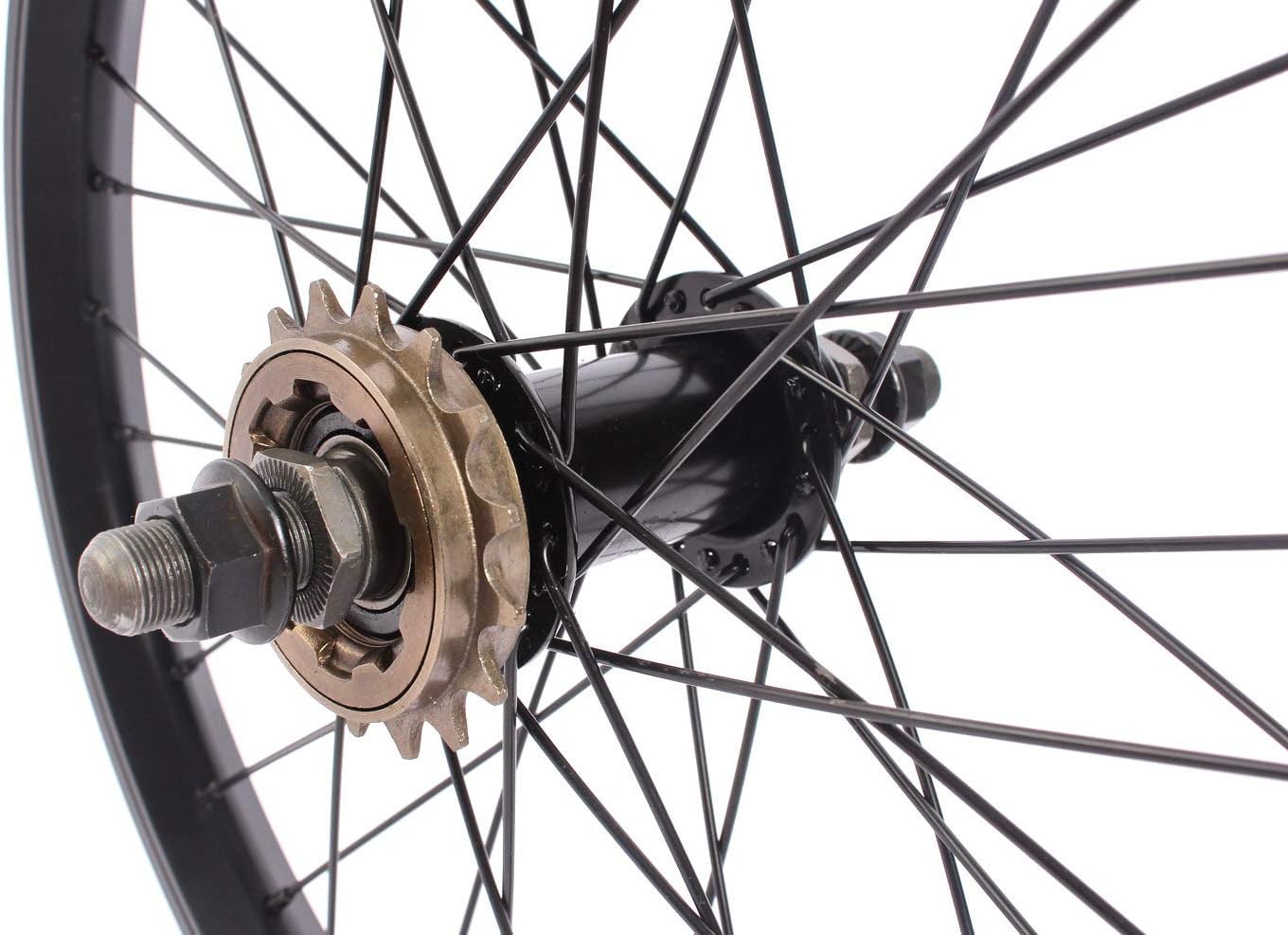 KHE 18 Inch BMX Rear Wheel 14 mm Black Anodised Aluminium TDI Rim 36 Hole 16Z Sprocket