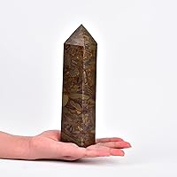 Vista 52 de JIC Gem Extra Large Rare Dendritic Jade Crystal Tower Natural Quartz Crystal Tower Point Wand Large Crystals and Stone Energy Crystal Wand Home
