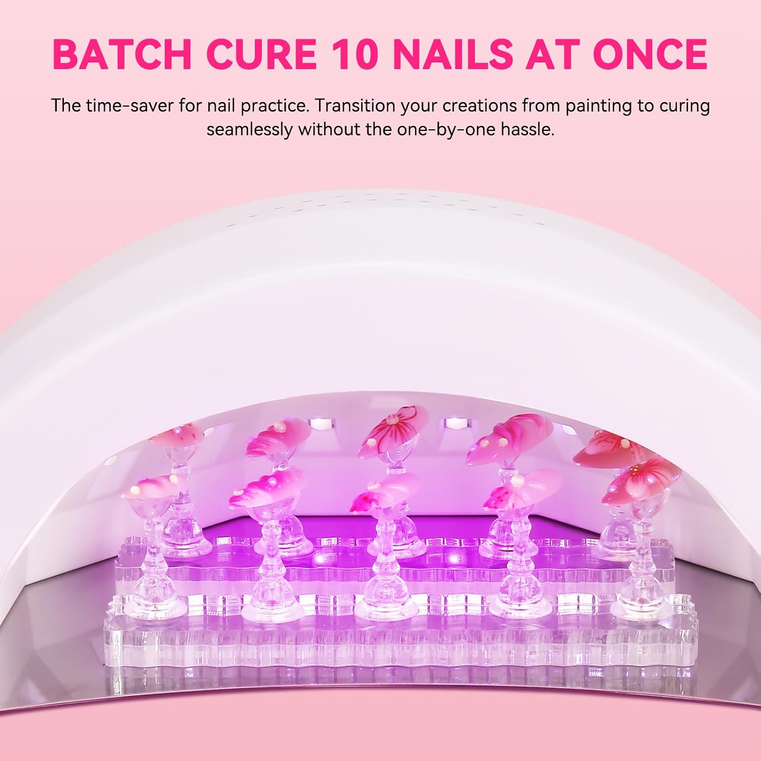 Nail Stand For Press On Strong Magnetic Nail Art Supplies Display Tip Holder For Painting Practice Hand Nails With 200Pcs Tape & 1 Heart Acrylic Presson Stands Kits with Case Nail Diy Accessories