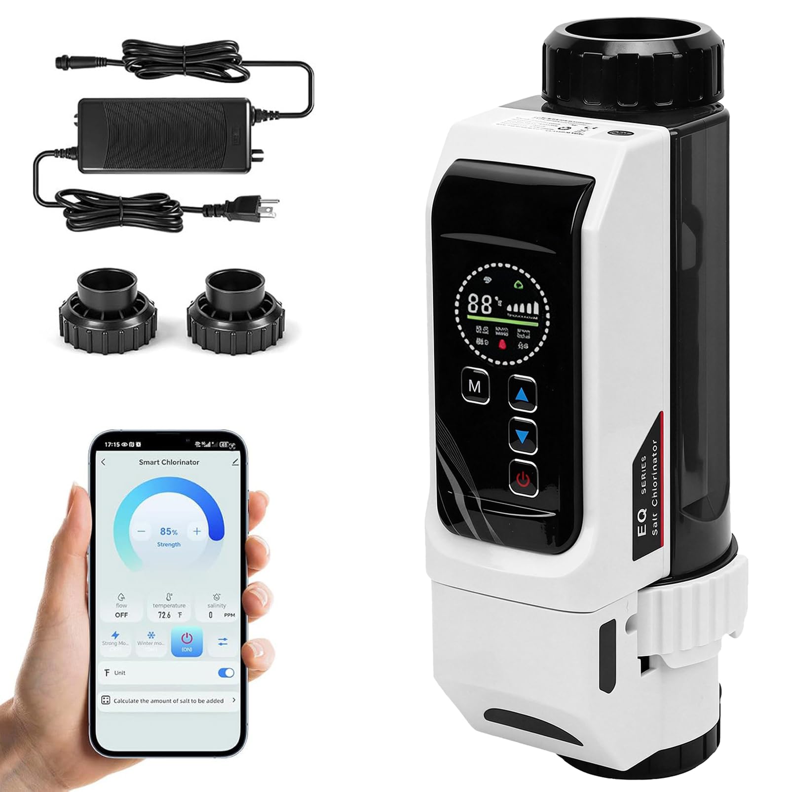 DmqChry Salt Water Pool Chlorinator System - Built-in Salinity Sensor, Smart APP Control, Salt Chlorine Generator for Above/In Ground Pools up to 42,000 Gallons, Chlorine Output Adjustment 37000Gal