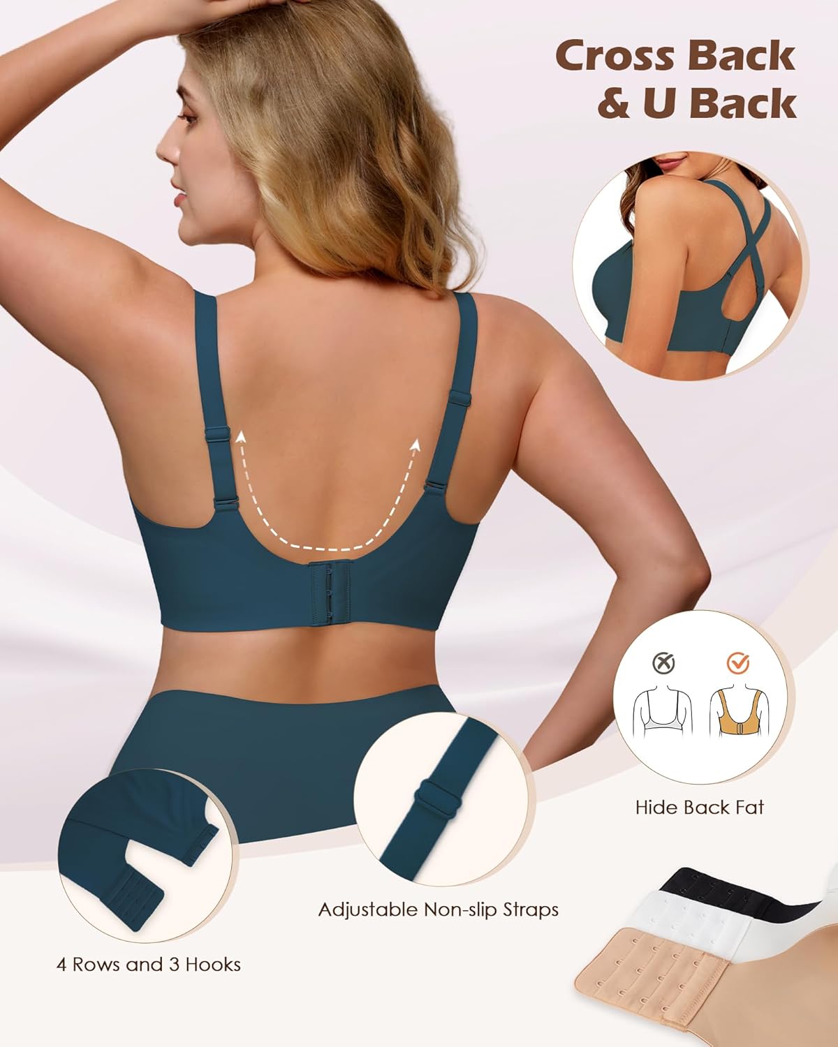 As Fairy Womens Soft Comfortable No Underwire Bras V Neck Seamless Push Up Bralettes Full Coverage Tshirt Brassiere - Image 5