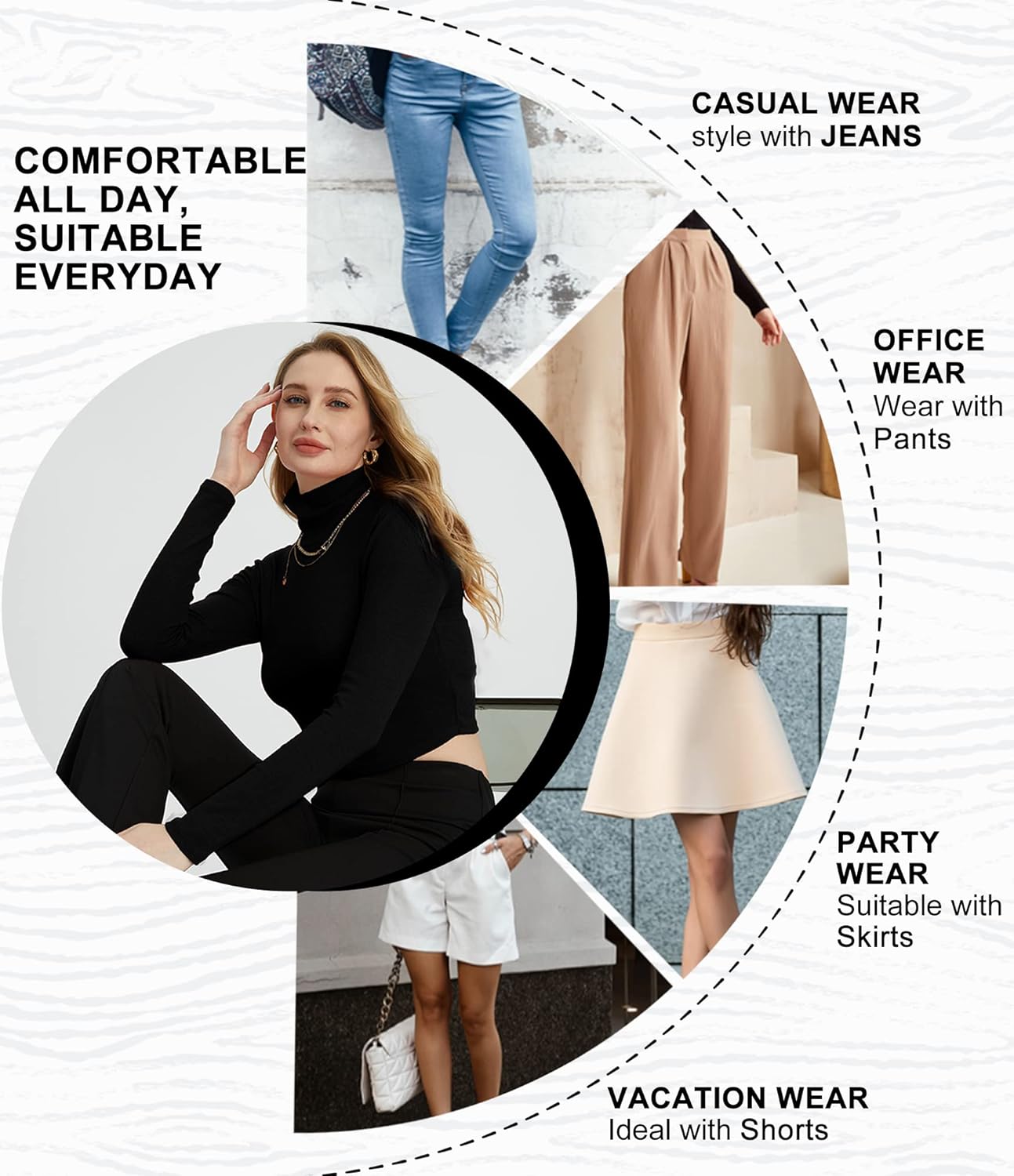 SSLR Crop Tops for Women Turtle Neck Shirts Long Sleeve Slim Fit Mock Neck Summer Tops - Image 4