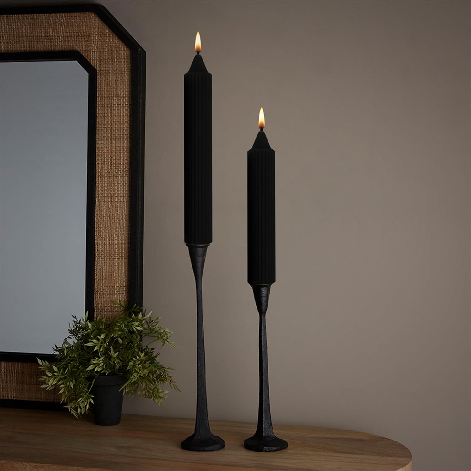 Root Candles Unscented Dinner Candles Premium Beeswax Blend Boxed Candle Set - Grecian Collenette, 9-Inch, Black, 4-Count