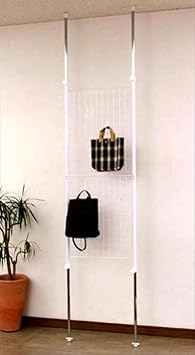 Yamazen YAMAZEN Push-Up Partition Wire Type Width 23.6 x Depth 2 x Height 65.6 - 116.3 inches with 4 Hooks Wall-Mounted Storage Wall-Mounted Storage Ceiling Room Divider Assembly Required White
