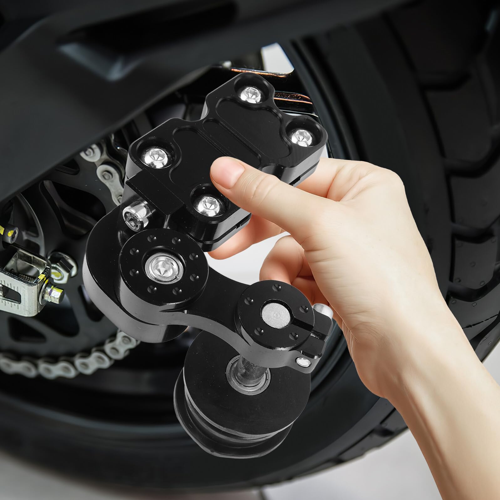 Abaodam Steuerkettenspanner aus Aluminiumlegierung für Motorrad Kettenspanner-führungsbaugruppe zur Präzisen Einstellung der Kettenspannung Motorrad-kettenspannerführung für Tuning
