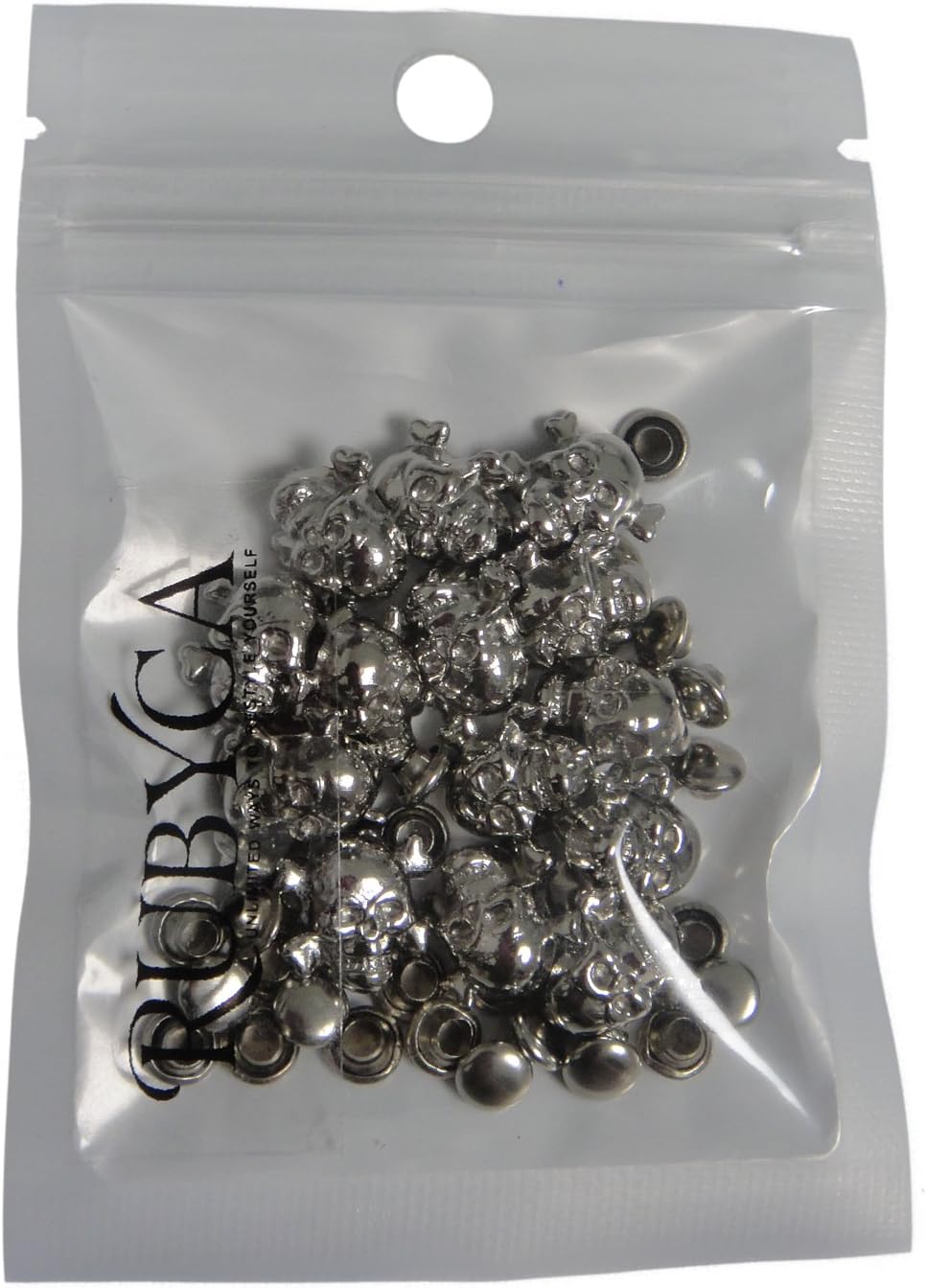 RUBYCA 500 Sets Silver Color Skull Cross-Bone Rapid Rivets Spike and Studs Metal Spots Double Cap DIY Leather-Craft