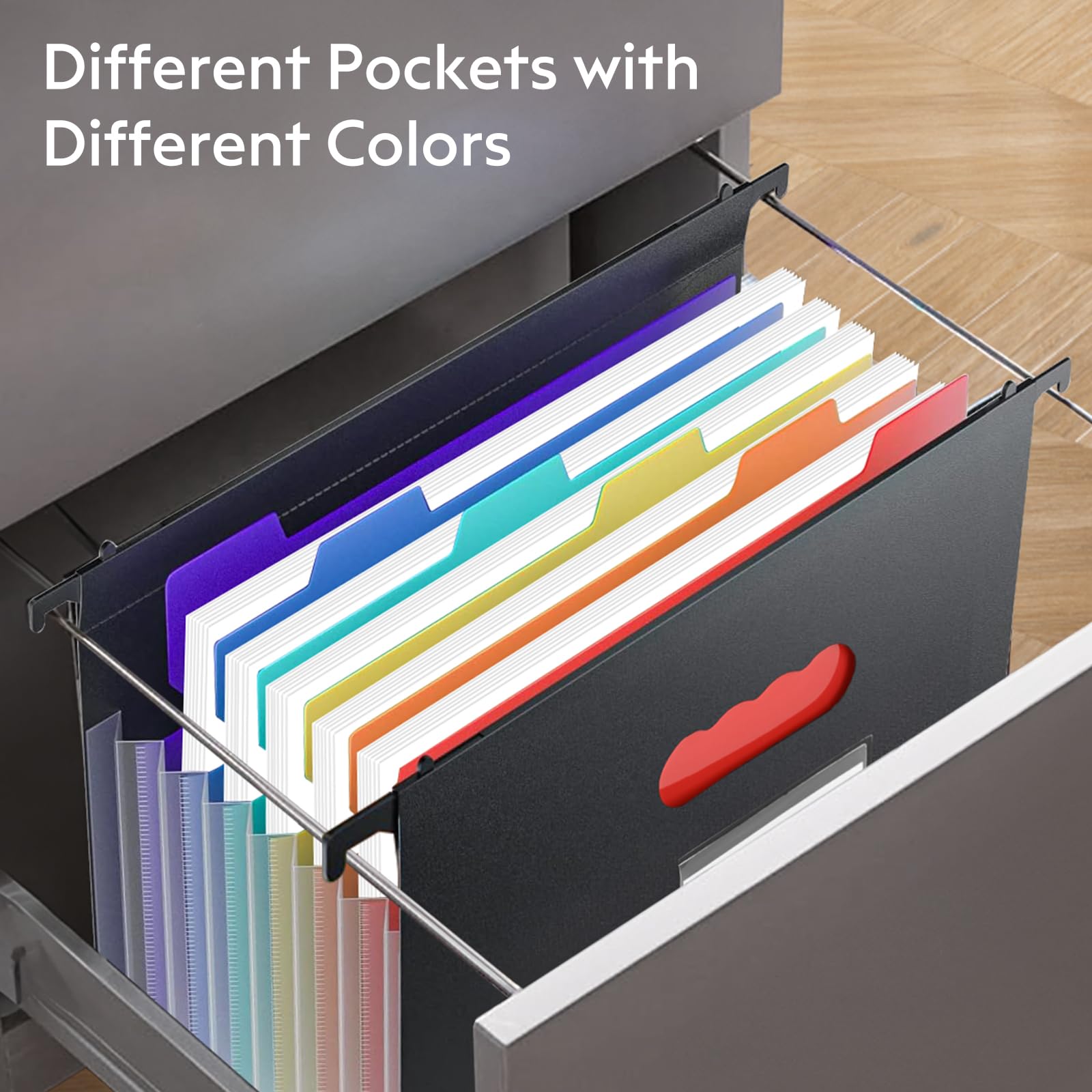 ZARYIEEO 7-Pocket Expanding Hanging File Folders - Letter Size, Clear Plastic Organizer - View #6