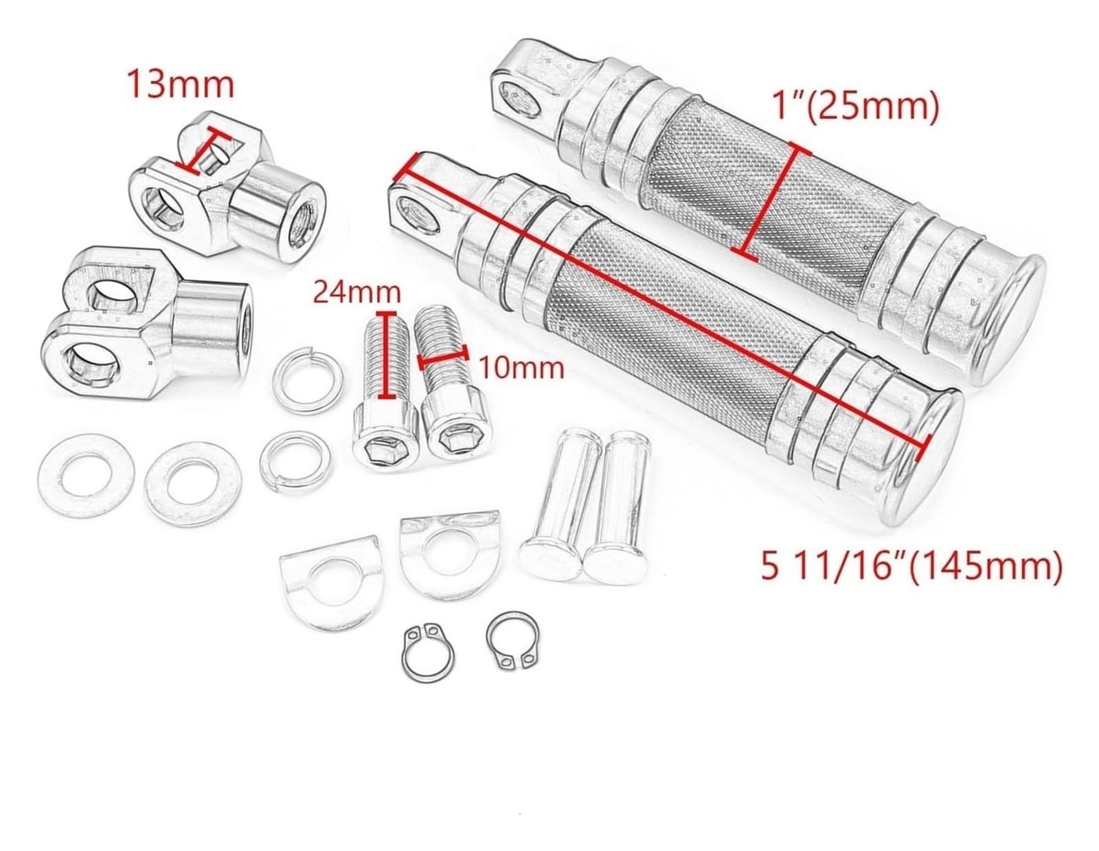 Pedales Motocicleta para MT07 Estriberas Universales De 10 Mm para Motocicleta Estriberas Modificadas para Motocicletas Reposapiés Plegables Juego De Pedales(B)