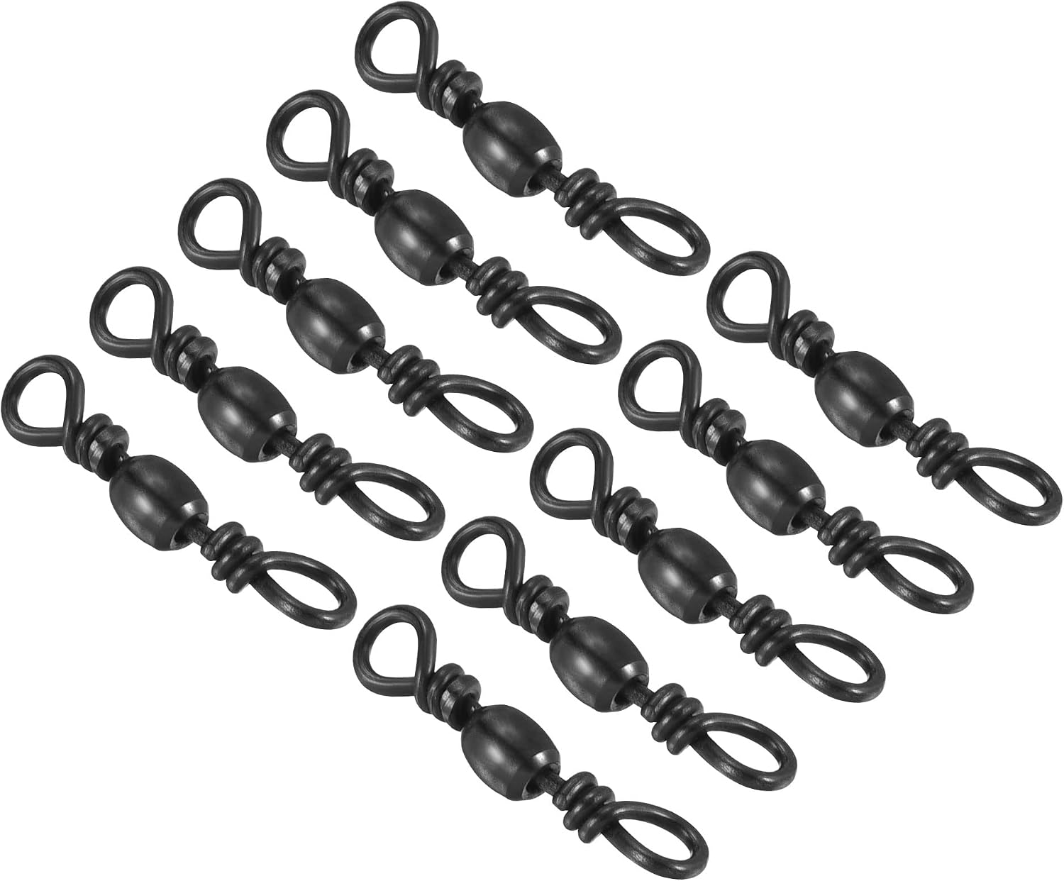 PATIKIL Fishing Barrel Swivels, 100Pcs 30LBS Stainless Steel Solid Ring Terminal Tackle for Saltwater Freshwater Fishing Black