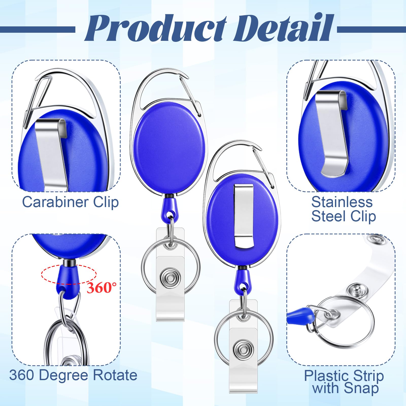 Laumoi Carrete retráctil resistente con clip para cinturón y soportes verticales impermeables para tarjetas de identificación para identificación (11 colores)