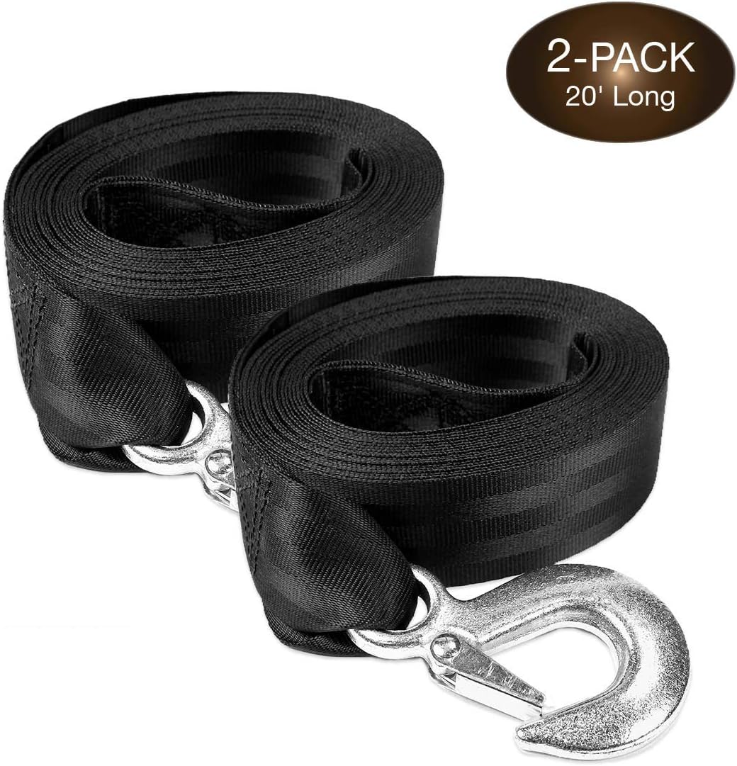 DC Cargo Mall Marine Winch Strap -2 Pack | 2" x 20' Long Boat Tie-Down Polyester Transom Straps for Securing Boats, Pontoons, Whalers, Jetskis, to Docks and Trailers | Winches & Bolts NOT Included : Sports & Outdoors