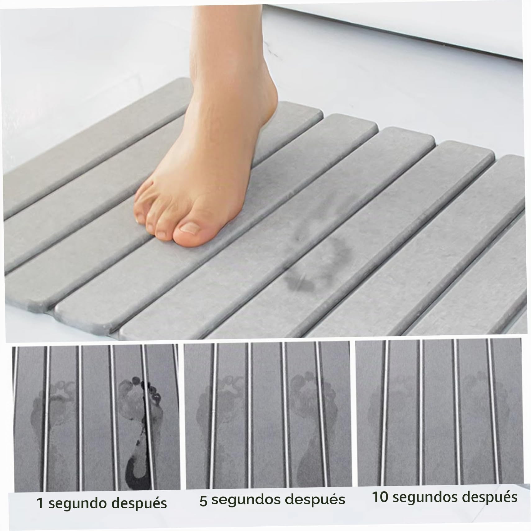 Alfombra de baño de Piedra de diatomita, Alfombra Piedra Diatomita de Secado rápido de 16x12 Pulgadas, de baño no Deslizante Plegable para la Ducha de Cocina, Blanco #