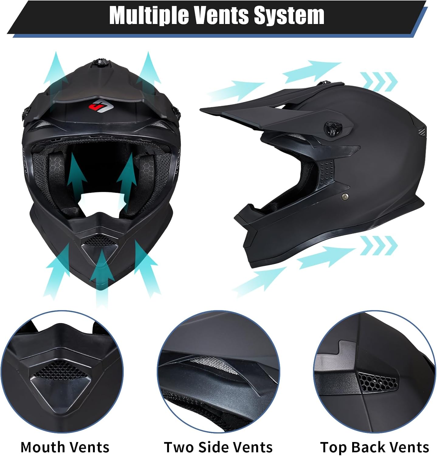 Youth Dirt Bike Helmets,MM605 Kids Full Face Motorcycle Helmet for Off-Road ATV UTV BMX Street Riding,Kids Motocross Helmet with Goggles Gloves,DOT Approved